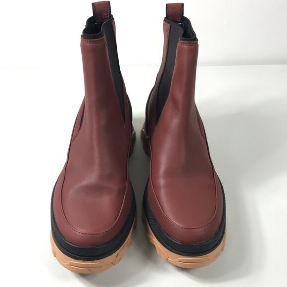 Sorel Women's 8.5 Red Black Chelsea Brex Waterproof Ankle Boots Winter Fall - Picture 2 of 8